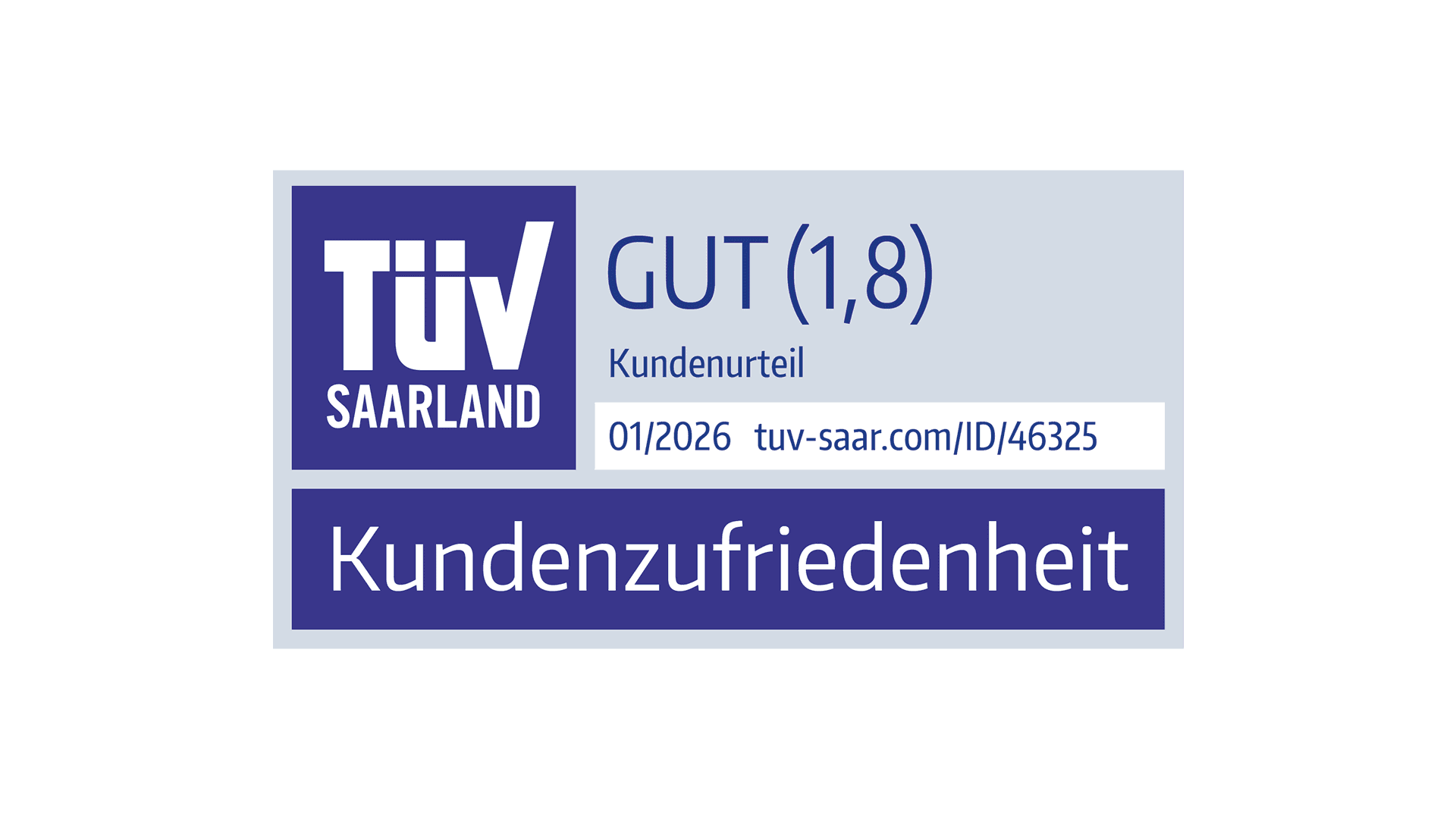 TüV Gut 1,8 01/2026 1KOMMA5°